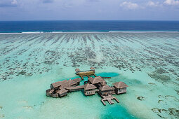 Luftaufnahme der Ferieninsel Lankanfushi, Nord Male Atoll, Indischer Ozean, Malediven