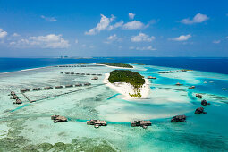 Aerial view of Lankanfushi holiday island, North Male Atoll, Indian Ocean, Maldives