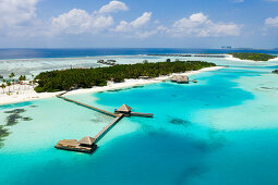 Luftaufnahme der Ferieninsel Lankanfushi, Nord Male Atoll, Indischer Ozean, Malediven