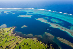 Aerial view of the south coast of Tahiti, Tahiti, French Polynesia