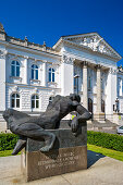 Zacheta, national gallery of art, contemporary art museum located at Stanislaw Malachowski square, monument of soldiers of Polish Military Organisation, Warsaw, Mazovia region, Poland, Europe\n\nWarszawa, Mazowieckie\nZacheta, narodowa galeria sztuki