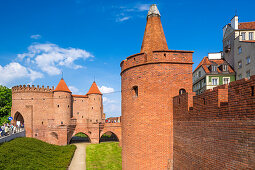 Altstadt, Barbakan Warszawski, mittelalterliche Stadtmauer, Warschau, Polen, Europa