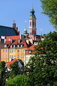 Old town view from the bank of the river Vistula. Tower of the church of the Jesuits, the shrine of Our Lady of the loving, Warsaw, Mazovia region, Poland, Europe