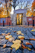 Powazki cemetery, gate of Saint Honorata, main entrance to historical cemetery where many artists and politicians were buried, Warsaw, Mazovia region, Poland, Europe