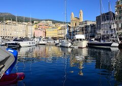Port with boats and old town Bastia, northern Corsica, France