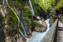 Waterfall and rocks in the Wimbachklamm, Berchtesgaden National Park, Berchtesgadener Land, Upper Bavaria, Bavaria, Germany, Europe