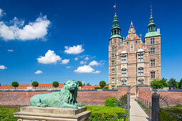 Rosenborg Castle, 17th century palace builded in a style of Dutch Renaissance. Royal museum housing the crown jewels, Copenhagen, Zealand, Denmark