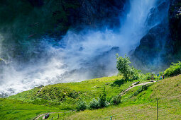 The Partswchinser waterfall, natural monument in Partschins, South Tyrol, Italy