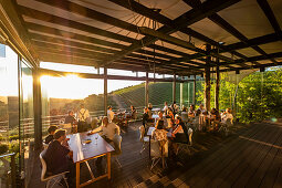 Sunset on the terrace of the Tokara Wine Estate, Stellenbosch,, South Africa, Africa