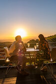 Sunset on the terrace of the Tokara Wine Estate, Stellenbosch, Cape Winelands, South Africa, Africa