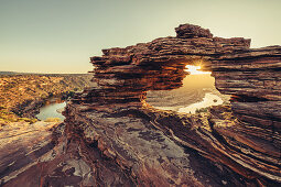 Sunrise at the Natures Window in Kalbarri in Western Australia, Australia, Oceania;