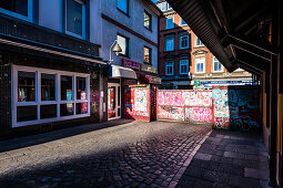 Die leere berühmte Herbertsraße im Rotlichtviertel in den frühen Morgenstunden, St. Pauli, Hamburg, Deutschland