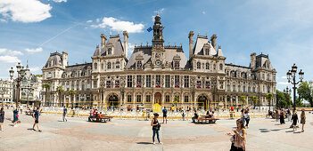 Summer panorama from Hotel De Ville, the largest city hall in Europe, Paris, France, Europe