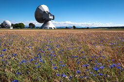 View of the parabolic mirror in Raisting at the earth station, Raisting, Bavaria, Germany, Europe