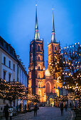 Breslauer Dom am Abend, Kathedrale St. Johannes des Täufers, Dominsel, Ostrów Tumski, Breslau, Polen, Europa