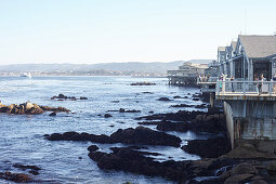 Oceanside visitor terrace of the Monterey Bay Aquarium in Monterey, California, USA.