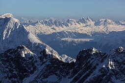 View from the Zugspitze, Garmisch-Partenkirchen, Upper Bavaria, Bavaria, Germany