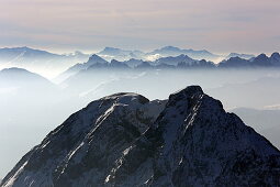 View from the Zugspitze, Garmisch-Partenkirchen, Werdenfelser Land, Upper Bavaria, Bavaria, Germany