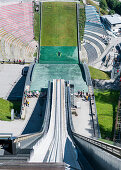 Ski jumpers at Bergisel in Innsbruck, Tyrol, Austria