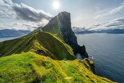 Lighthouse Kallur at the northern tip of the island Kalsoy, Faroe Islands