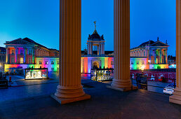 Alter Markt, view from the Nikolaikirche to the city palace, Landtag Brandenburg, lighting for the 30th Day of German Unity, Potsdam, State of Brandenburg, Germany