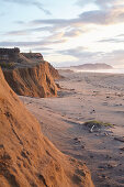 Beach with cliffs in the evening light from Point Reyes, California, USA.