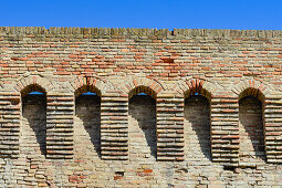 Partial view of the old city wall in Jesi, Ancona province, Italy