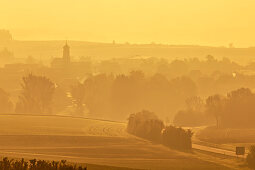 Foggy mood near Possenheim, Iphofen, Kitzingen, Lower Franconia, Franconia, Bavaria, Germany, Europe