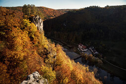 View from the Falkenstein ruins to the Upper Danube Valley Nature Park, Danube, Germany