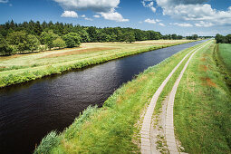 The Ems-Jade Canal at Reepsholt, Friedeburg, Wittmund, East Frisia, Lower Saxony, Germany, Europe