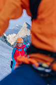  Austria, East Tyrol, Kals, Großglockner, approach to the Stüdlgrat, mountaineer 