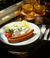 Potato salad with light dressing, snipped chives