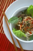 Beef on rice noodles with fresh herbs (Bo Bun)