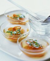 Tomato water (cold soup with tomatoes, cucumber and basil)