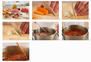 Making bolognese sauce