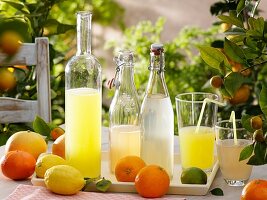 Limonaden und frische Zitrusfrüchte