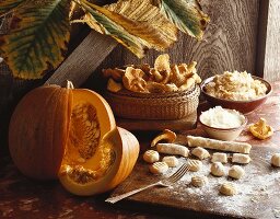 Home-made gnocchi with pumpkin and chanterelle filling