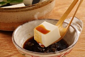 Cooked tofu with soy sauce