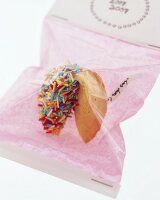 Fortune cookie in a transparent bag