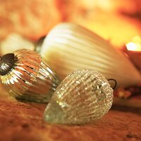 Glass pine cone decorations