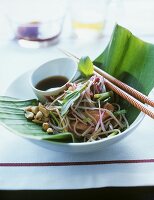 Asian noodle salad with smoked salmon and peanuts