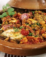 Chicken tajine with red peppers and sesame seeds
