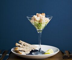 Shrimp cocktail with bread
