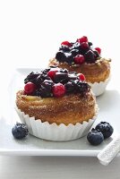 Danish pastries with cream filling and berries