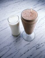 Glass of Milk with a Chocolate Milkshake