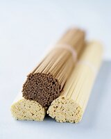 A Bundle of Soba Noodles on Two Bundles of Udon Noodles