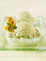 Two Dishes of Green Tea Ice Cream