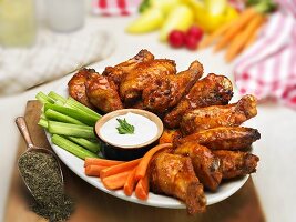 Buffalo Wing Platter with Carrot and Celery Sticks