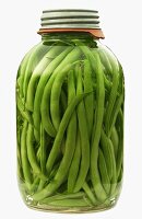 Green Beans in a Glass Jar; White Background