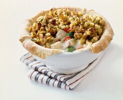 Vegetable Pot Pie with a Scoop Removed